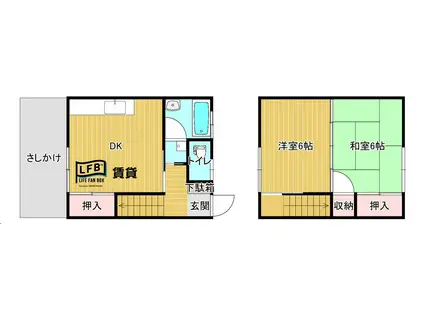 シエル・ブルー堀内(2DK/1階)の間取り写真