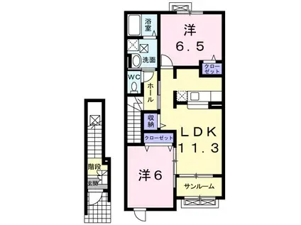 グラシオッソA(2LDK/2階)の間取り写真