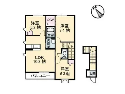 シャーメゾン ルミエール KI(3LDK/2階)の間取り写真