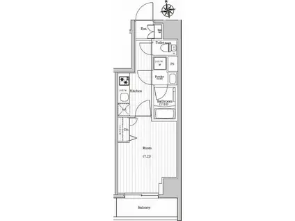プレミアムキューブジー東新宿(1K/6階)の間取り写真