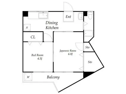 LEXFOS新宿(2DK/3階)の間取り写真