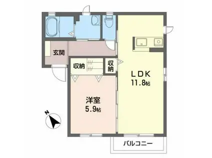 シャーメゾンSS(1LDK/2階)の間取り写真