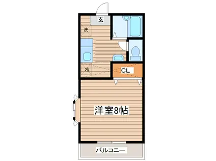 サンシャイン小松島(1K/1階)の間取り写真