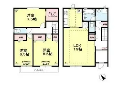 コモレビ大蔵(3LDK/1階)の間取り写真