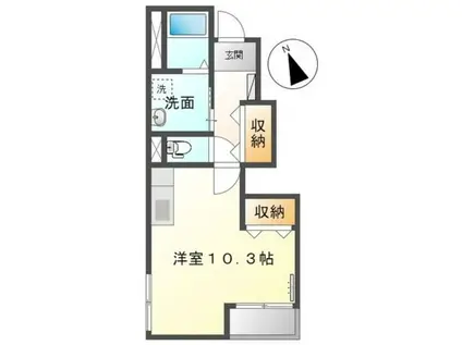 パークアヴィニューII(ワンルーム/1階)の間取り写真