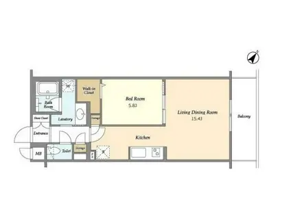 ブレス北新宿(1LDK/4階)の間取り写真