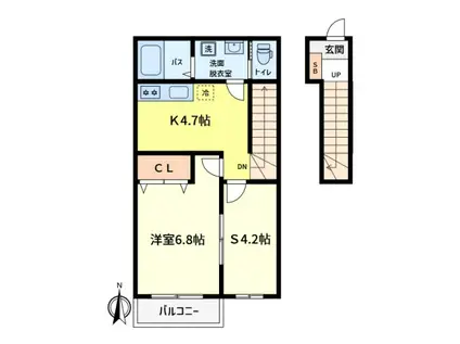 CASE FELICE(1SK/2階)の間取り写真
