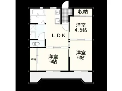 湊コーポⅡ(3DK/5階)の間取り写真