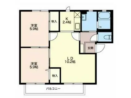 フレグランスCHATEAU A(2LDK/2階)の間取り写真