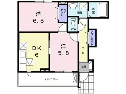 ナチュラルM A(2DK/1階)の間取り写真