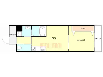 プリオーレ三宮(1LDK/3階)の間取り写真