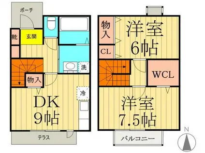 パークハイムK II棟(2DK/1階)の間取り写真