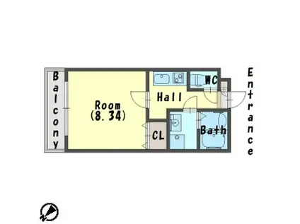 ジーメゾン摂津正雀 バイク可(1K/1階)の間取り写真