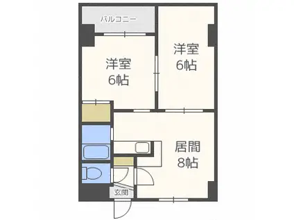 サンリバー広和(2DK/3階)の間取り写真