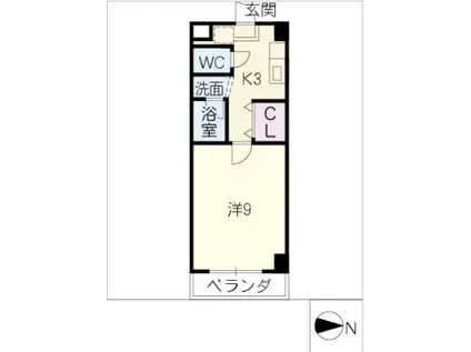 アヴェニューコート栗真(1K/2階)の間取り写真