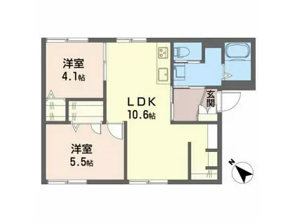 コーポ木谷(2LDK/1階)の間取り写真