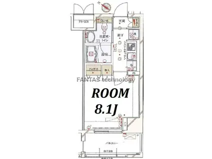 ライジングプレイス浅草弐番館(1K/4階)の間取り写真