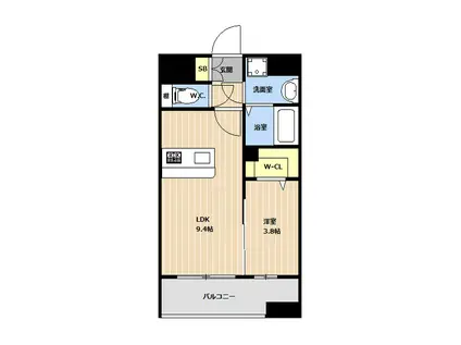 KL天神南(1LDK/8階)の間取り写真