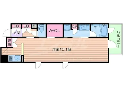 パークアクシス心斎橋(ワンルーム/13階)の間取り写真