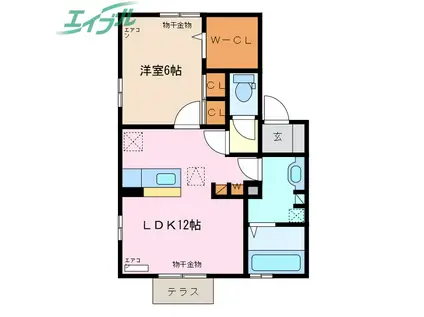 リバーフェール(1LDK/1階)の間取り写真