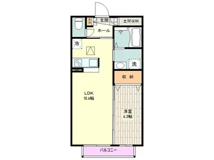 シャンボール(1LDK/1階)の間取り写真