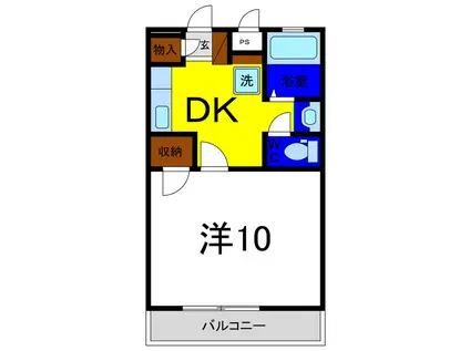 セリオン富田橋(1DK/2階)の間取り写真