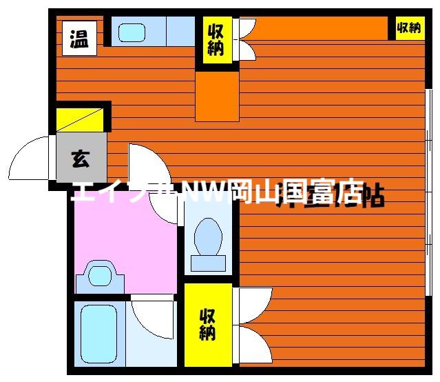 弓之町ビル(1DK/8階)の間取り写真