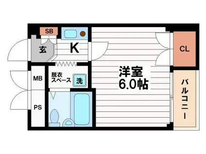 グランピア瓦町(1K/2階)の間取り写真