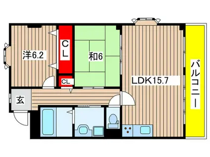 フレックスヒルズ桃山(2LDK/2階)の間取り写真