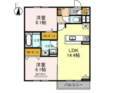 ルネ・ムーン(2LDK/2階)の間取り写真