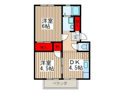 栄ハイツ A棟 B棟(2DK/1階)の間取り写真