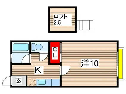 カサフローラ道場(1K/2階)の間取り写真