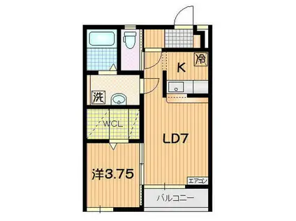 アルカイックA棟(1LDK/2階)の間取り写真