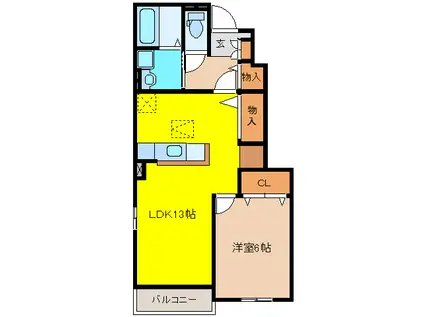 桜梅桃李 III(1LDK/1階)の間取り写真