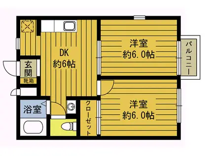 プライムステージ宗方A(2DK/2階)の間取り写真