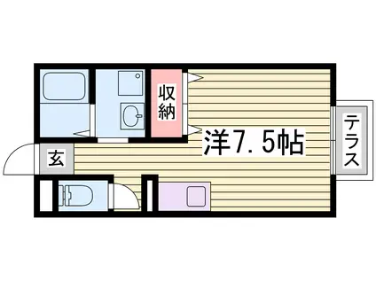 メゾンドール(1K/2階)の間取り写真