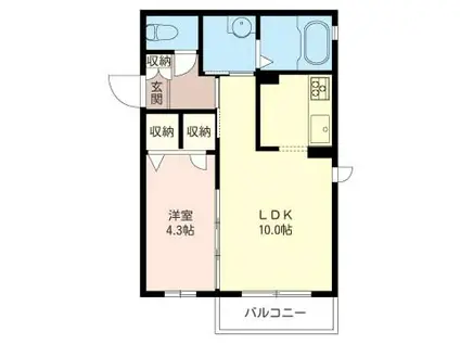 ビバーチェ(1LDK/1階)の間取り写真