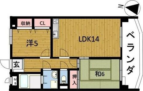ファミール共栄(2LDK/1階)の間取り写真