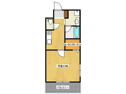 グランディール黒髪(1K/3階)の間取り写真