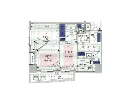 ドメスセレーナ(2DK/5階)の間取り写真