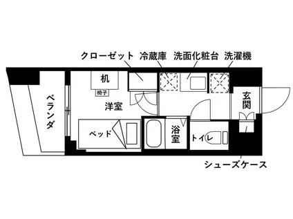 レジディア仙台支倉(ワンルーム/8階)の間取り写真