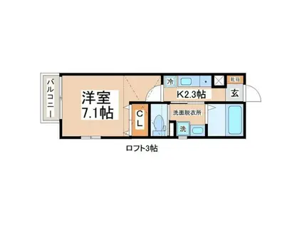 リアーレ長町南(1K/2階)の間取り写真