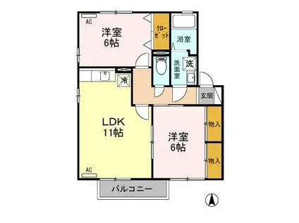 ニューセンチュリーA(2LDK/2階)の間取り写真