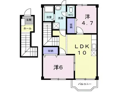 サンライズ21B(2LDK/2階)の間取り写真