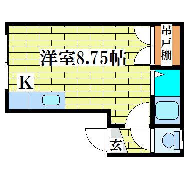 ハイツアミー(ワンルーム/2階)の間取り写真