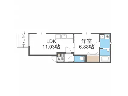 メゾンソレイユ南福岡 620(1LDK/1階)の間取り写真