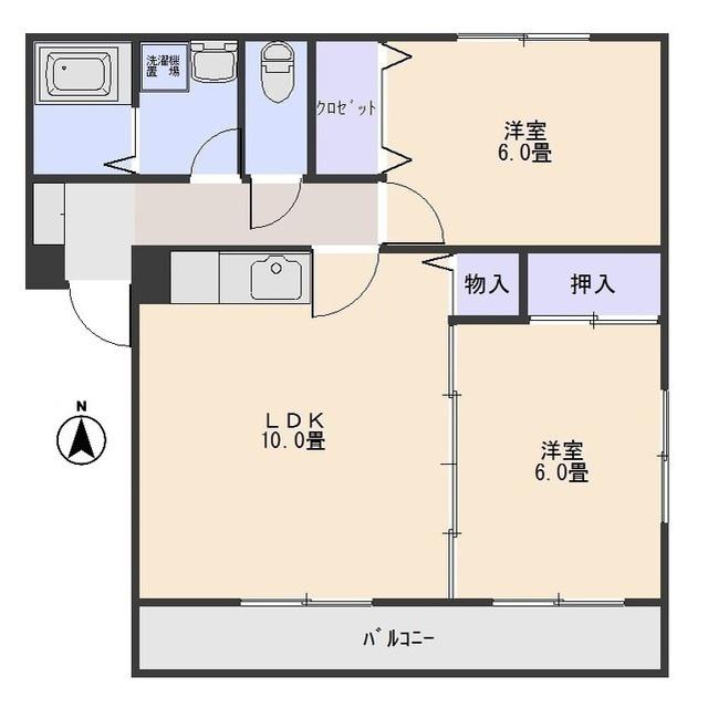 アドミラブールII(2LDK/1階)の間取り写真