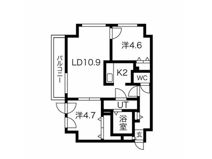 ブランシャールALAIN北18条(2LDK/4階)の間取り写真