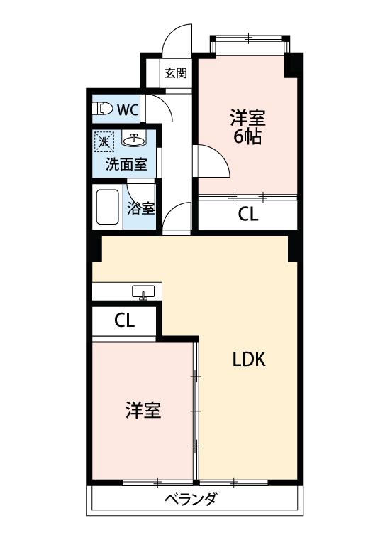 御幸レジデンス(2LDK/4階)の間取り写真