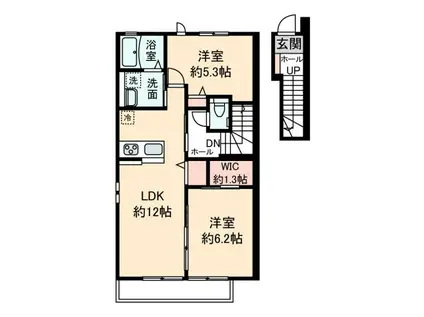 CHATEAU BLANC(2LDK/2階)の間取り写真